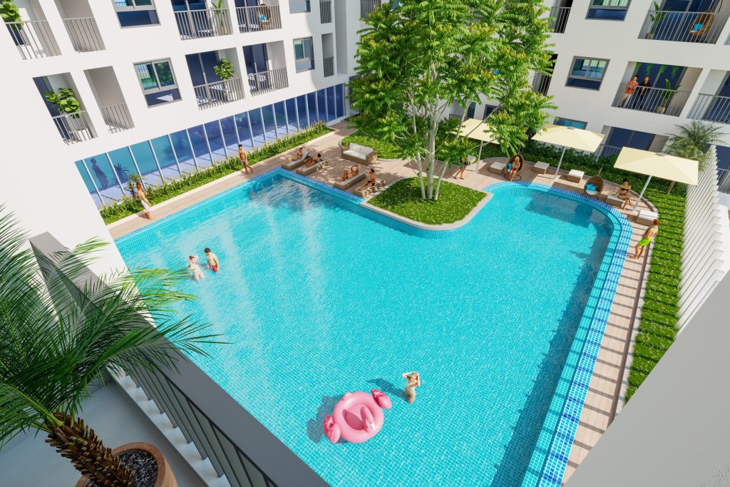 Tiện ích bể bơi 300m2 dự án căn hộ Benhill